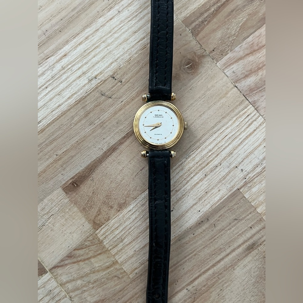 Seiko Lassale Rare Ladies Watch Vintage Stainless Dial Gold-Tone Case Leather - Picture 7 of 16